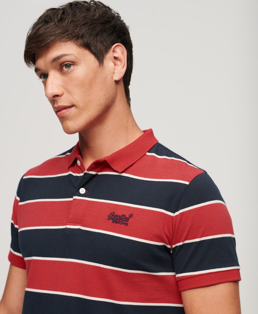 Mens - Jersey Stripe Polo Shirt in Navy/red Stripe | Superdry UK