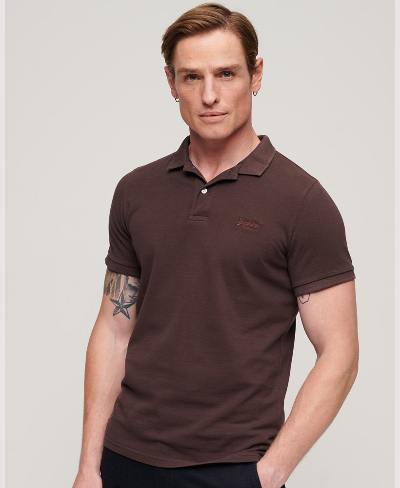 Mens - Destroyed Polo Shirt in Chocolate Plum Brown | Superdry UK