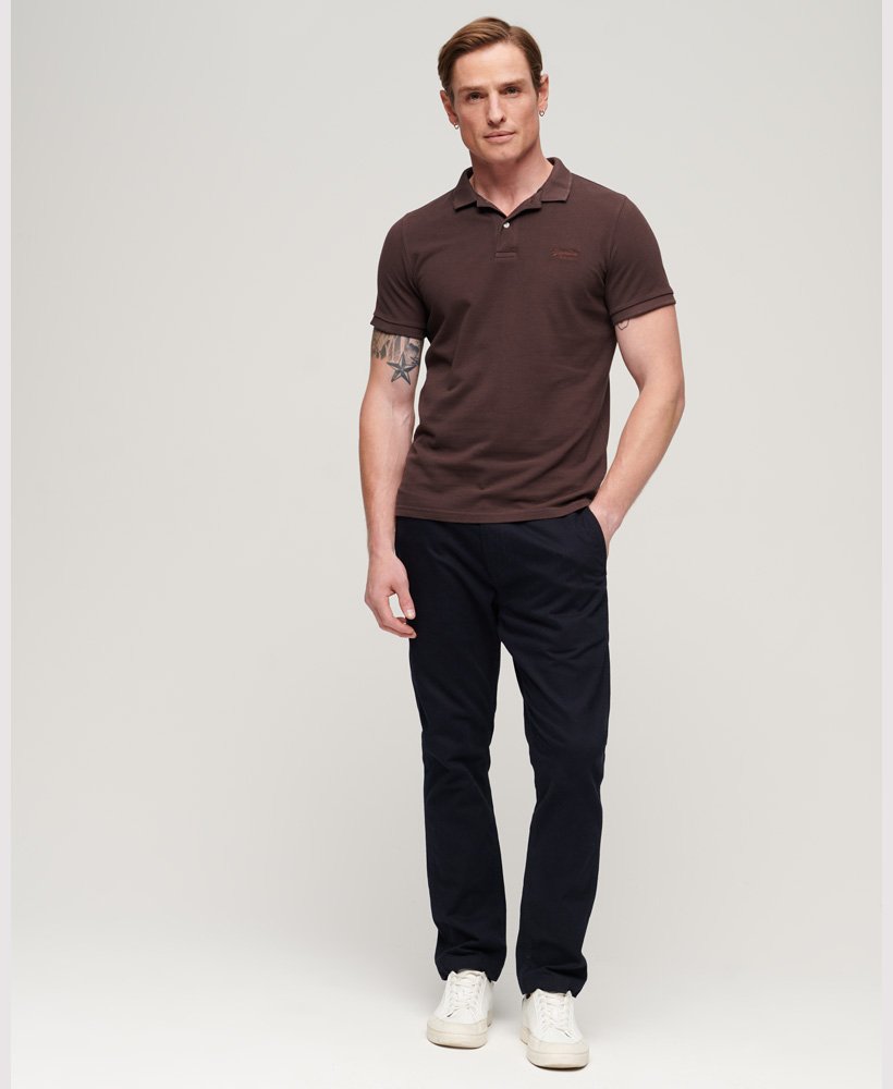 Mens - Destroyed Polo Shirt In Chocolate Plum Brown 