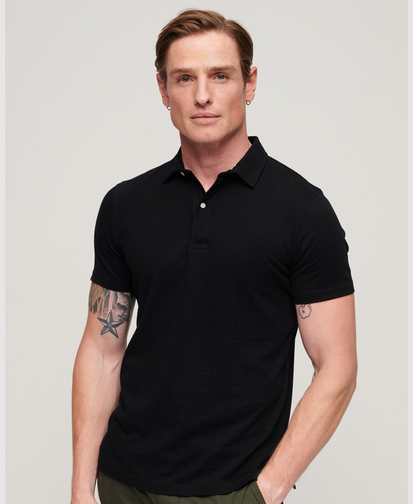 Mens - Jersey Polo Shirt in Black | Superdry UK