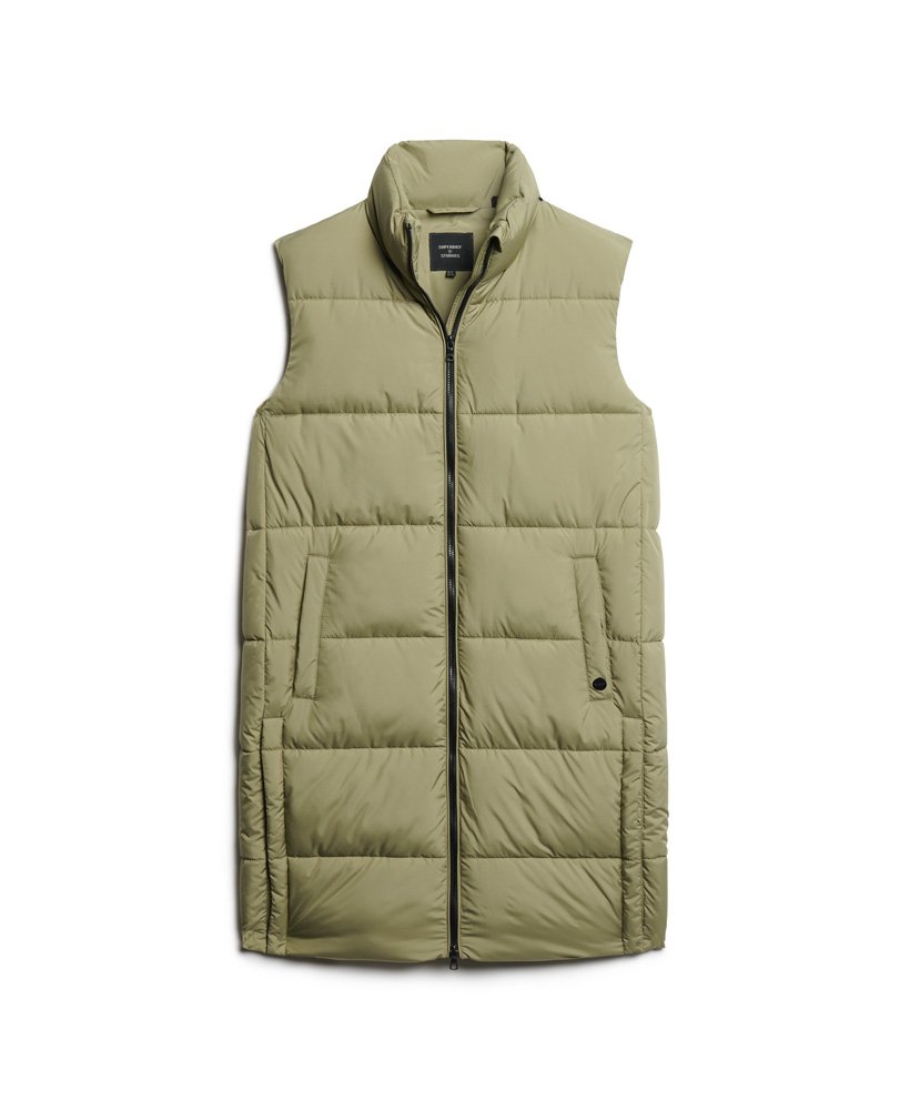 Womens - Longline Quilted Gilet in Tornado Green | Superdry UK