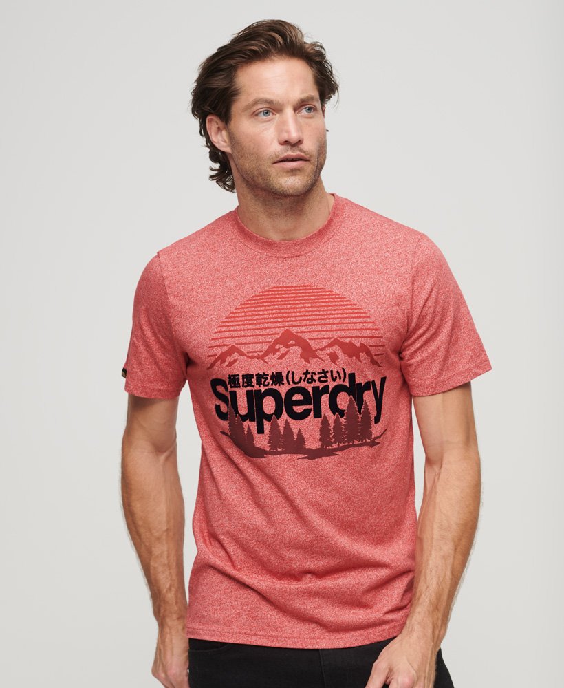 Mens - Core Logo Great Outdoors T-Shirt in Mid Red Grit | Superdry UK