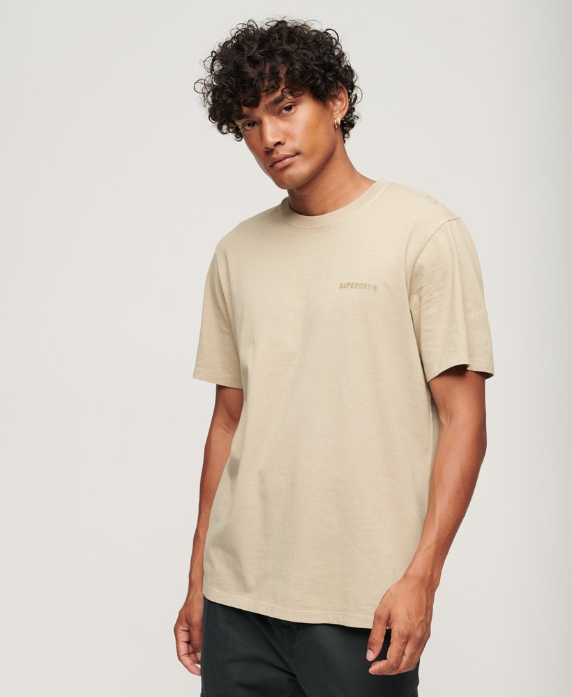 Men's Overdyed Logo Loose T-Shirt in Winter Twig Beige | Superdry US