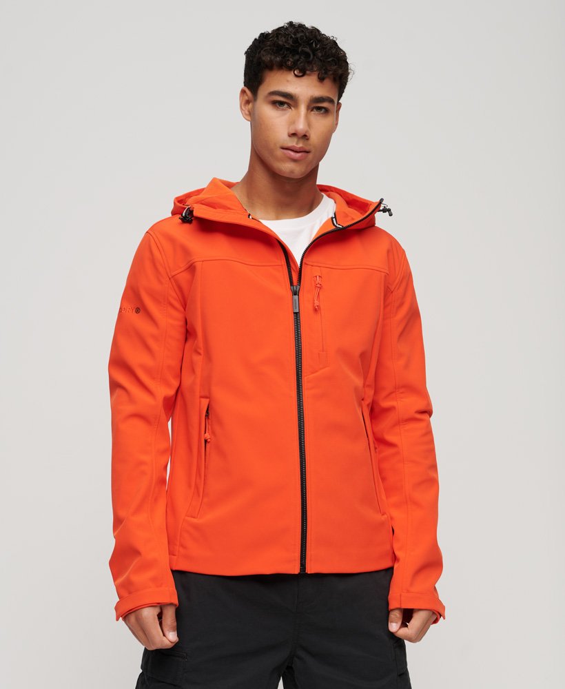 Men's - Hooded Soft Shell Jacket in Orange | Superdry IE