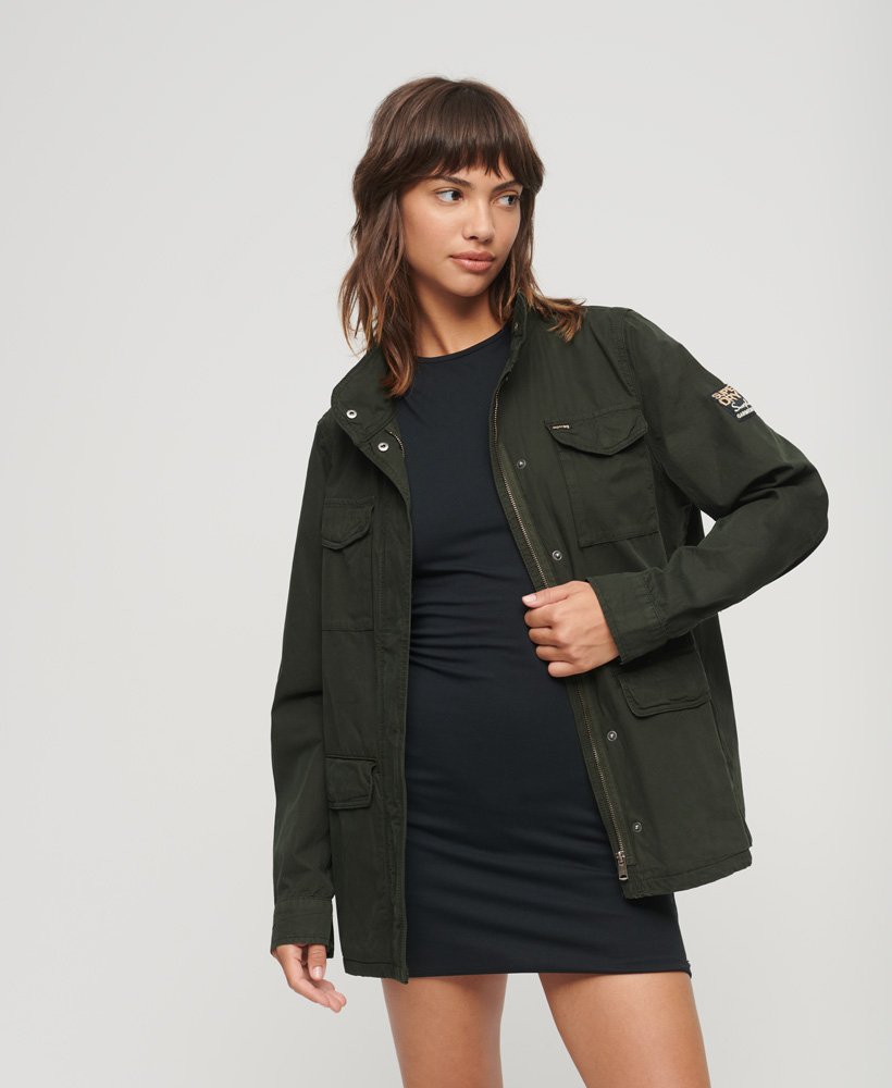 Womens - St Tropez M65 Embellished Military Jacket in Green | Superdry UK