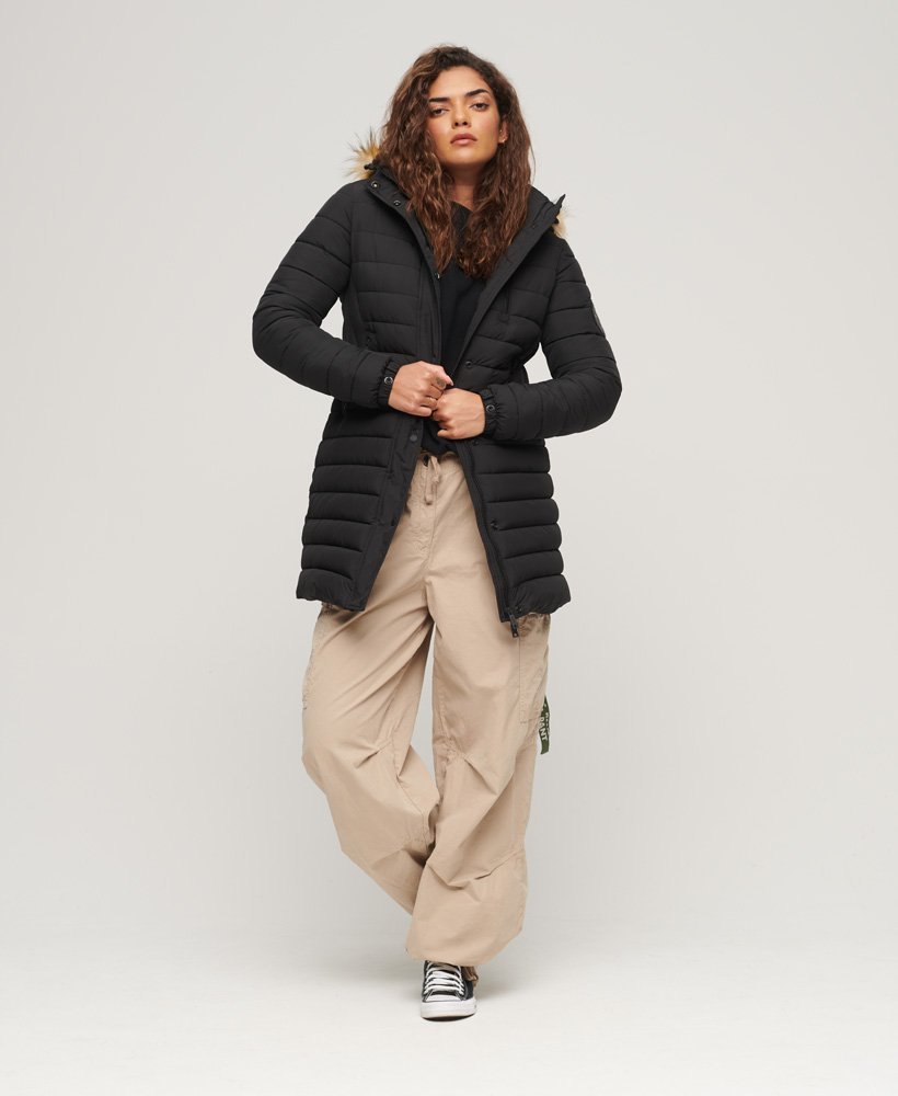 Doudoune Femme Hiver Légère Matelassée - Manteau Chaud -10°C, Capuche Fourrure Amovible