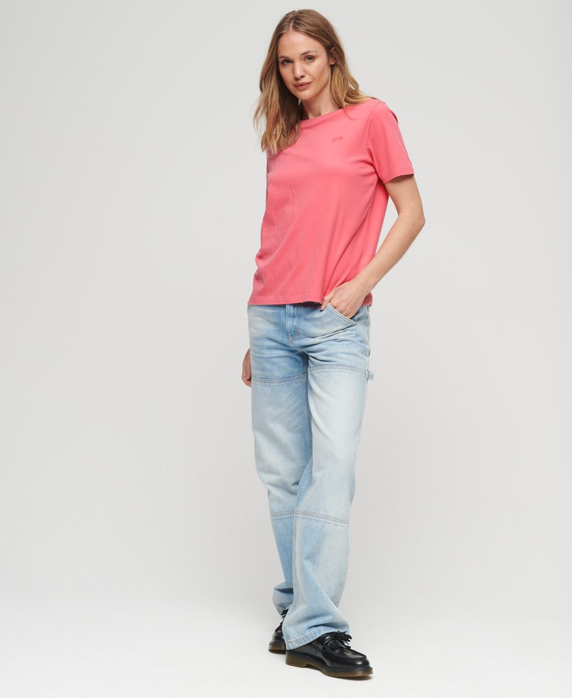 Women's Organic Cotton Vintage Logo Embroidered T-Shirt in Camping Pink |  Superdry US