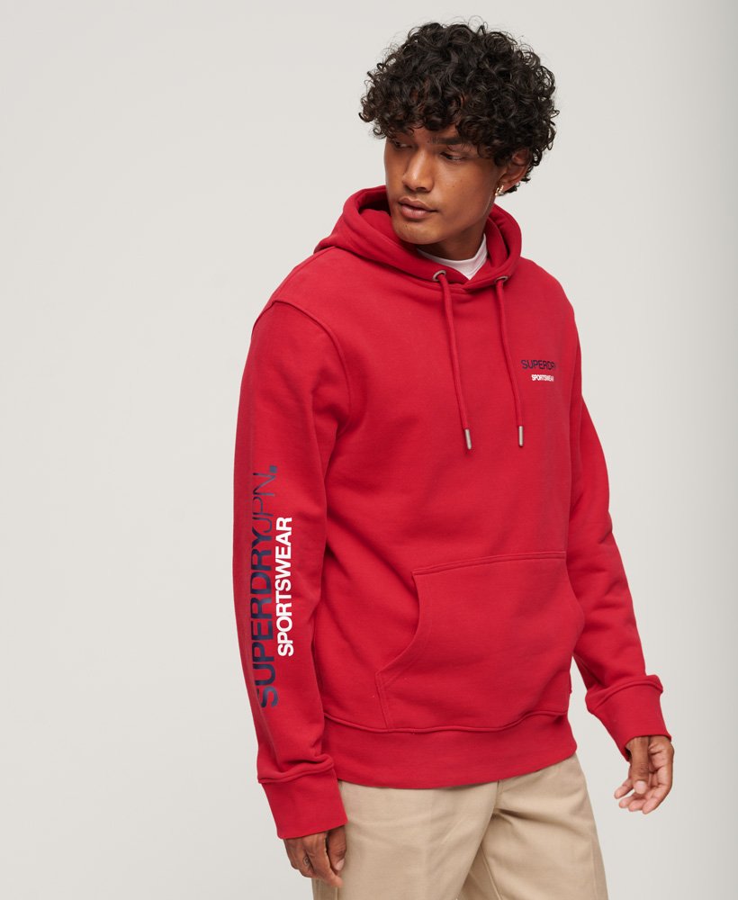 Mens - Sportswear Logo Loose Hoodie in Hike Red | Superdry UK