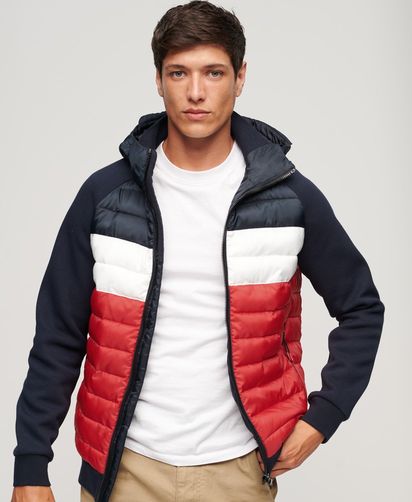 Men's Hooded Storm Hybrid Padded Jacket in Eclipse Navy/red