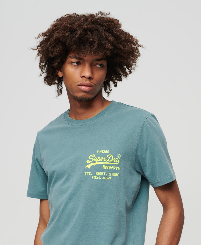 Men\'s Neon Vintage Logo T-Shirt in Hydro Blue | Superdry CA-EN