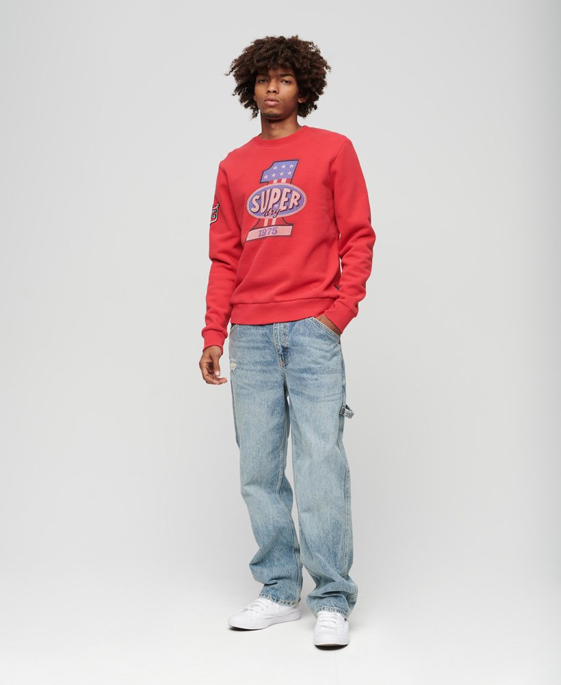 Mens - Stars & Stripes Graphic Crew Sweatshirt in Soda Pop Red ...