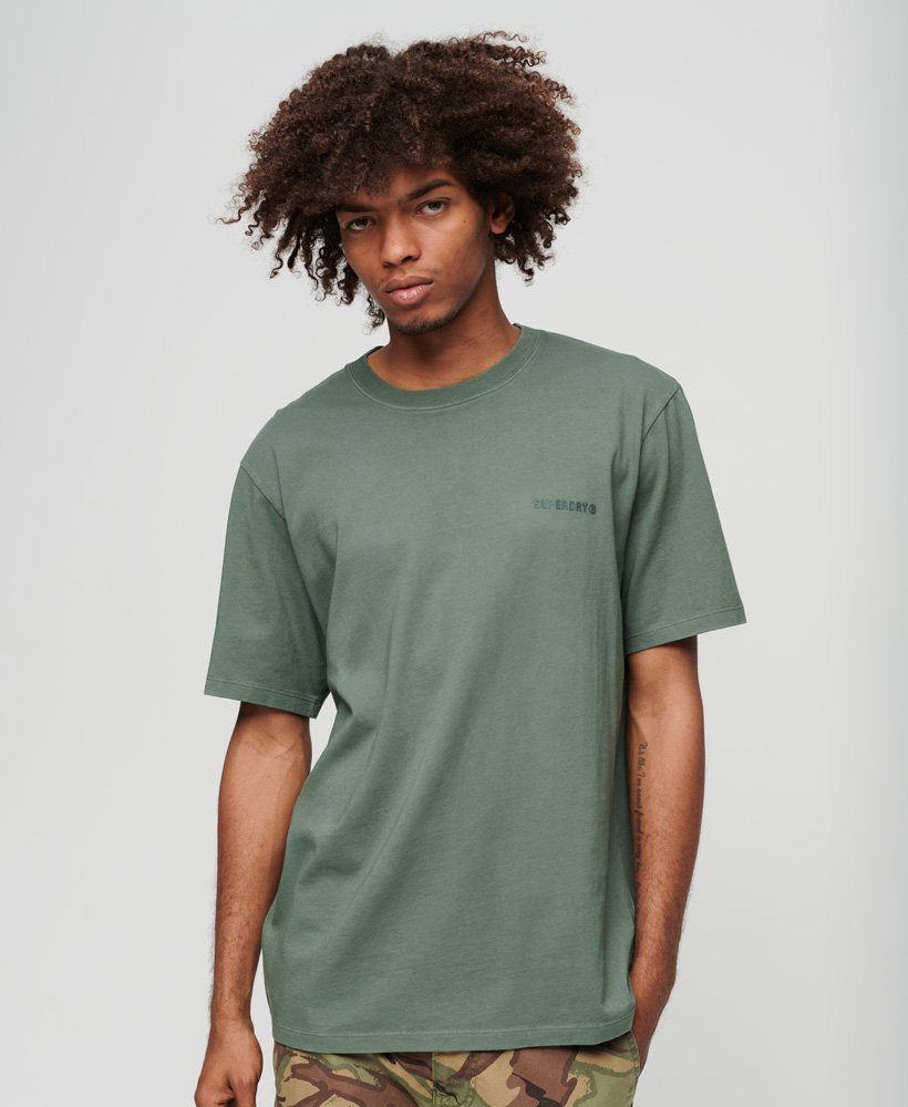 Mens - Overdyed Logo Loose T-Shirt in Balsam Green | Superdry UK