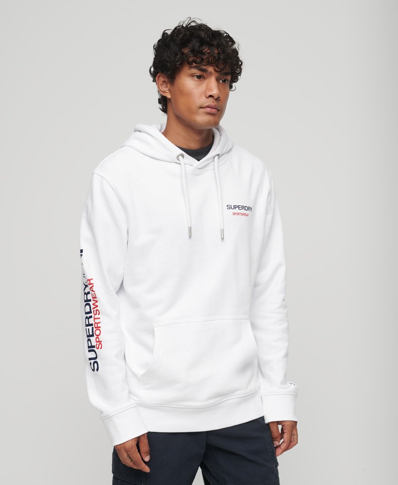 Mens - Sportswear Logo Loose Hoodie in Brilliant White | Superdry UK