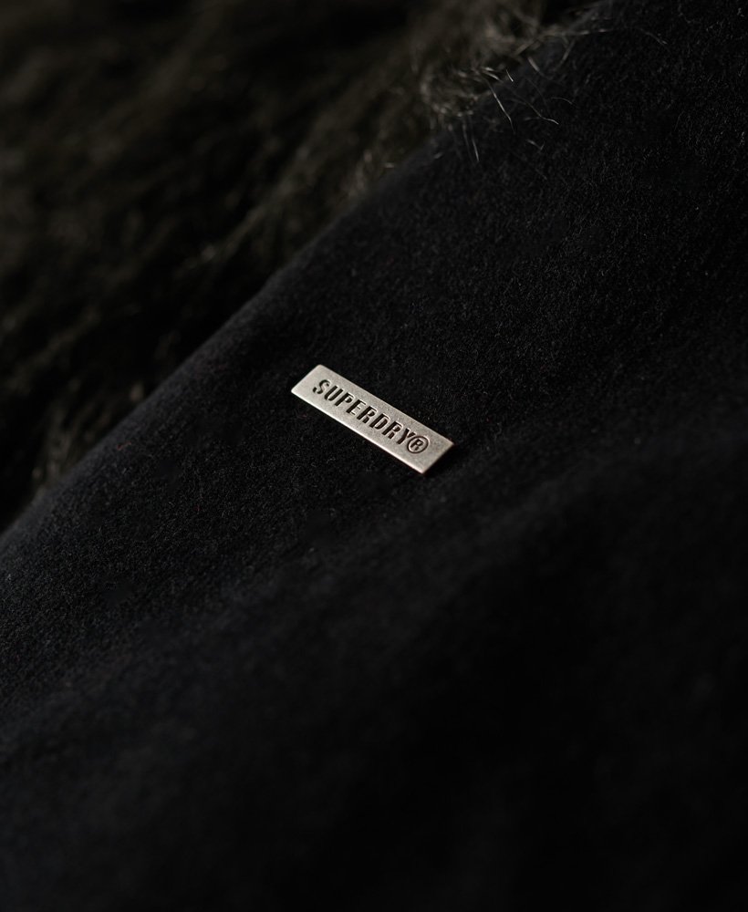 Womens - Lined Crop Afghan Coat in Black | Superdry UK