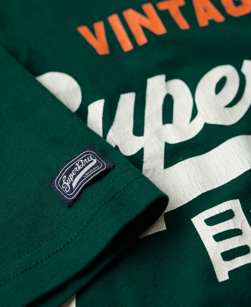 | Vintage Superdry T-Shirt Pine Logo Green Classic Heritage US in Men\'s