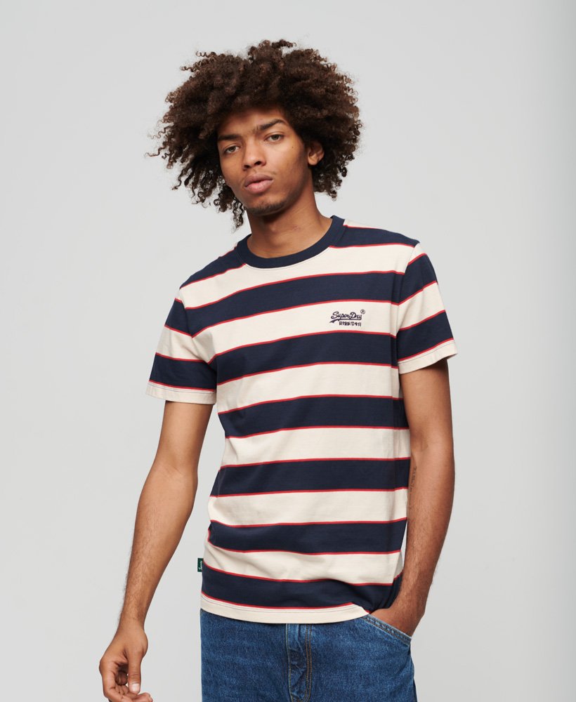 Mens - Essential Logo Stripe Shirt in Navy Stripe | Superdry UK