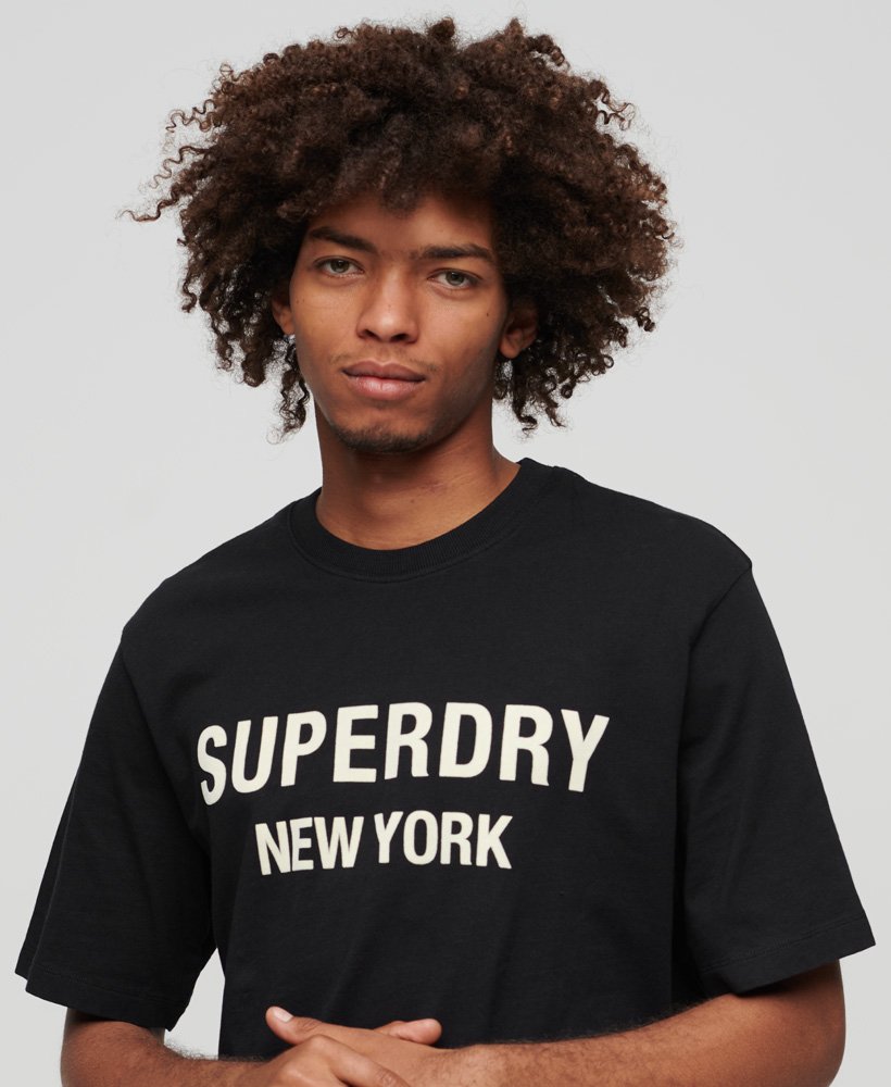 Men\'s Luxury Sport Loose US in Black/white T-Shirt Superdry 