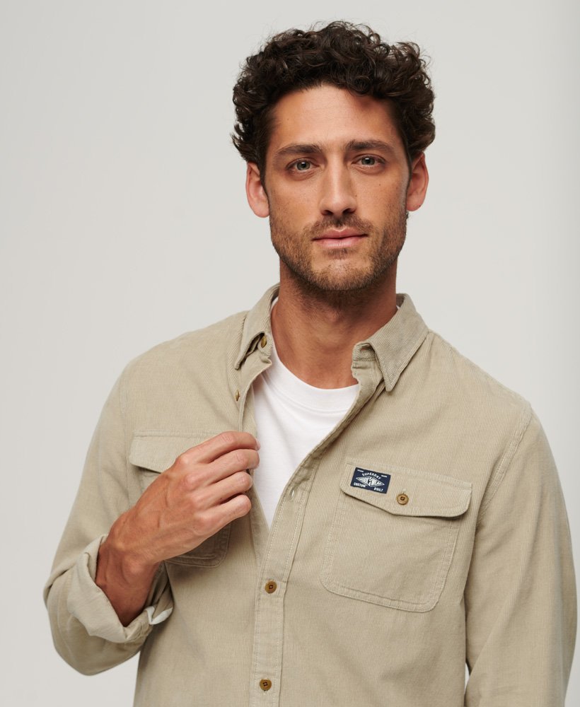 Men's - Trailsman Relaxed Fit Corduroy Shirt in Stone Wash Taupe Brown ...