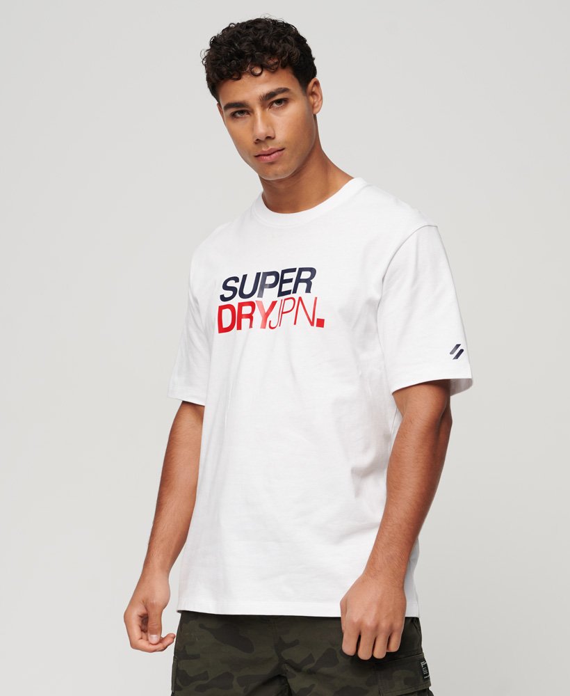 Brilliant - T-Shirt Logo UK Print Oversized | in White Mens Superdry