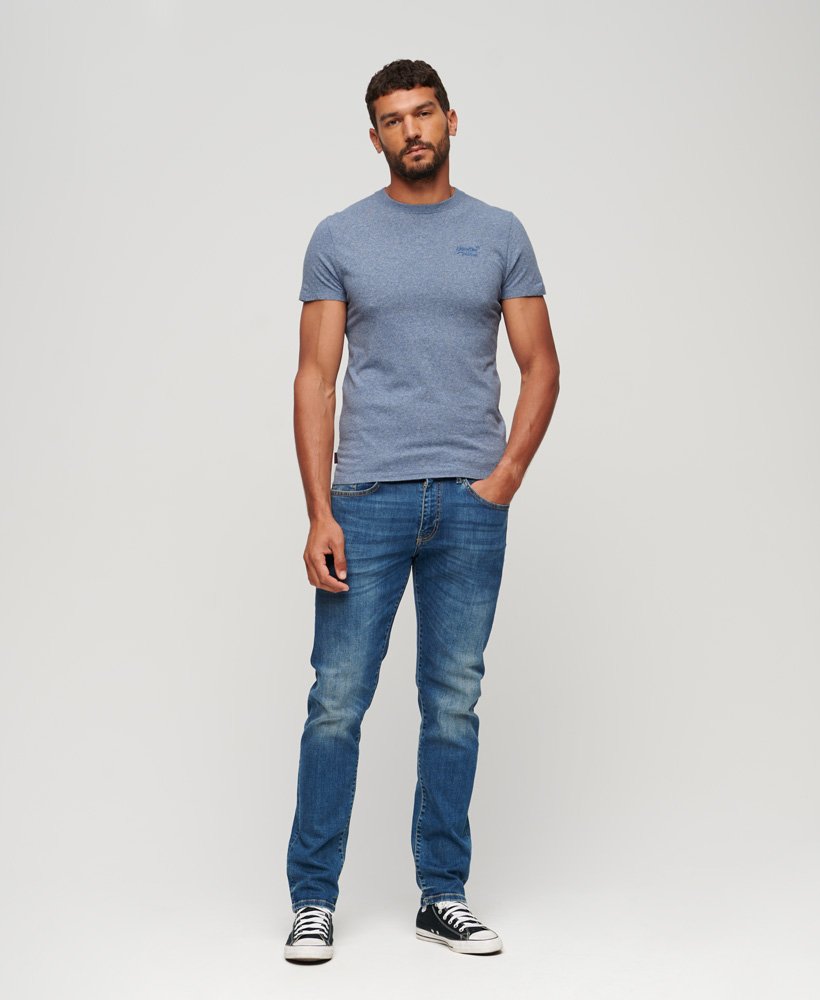 Mens - Organic Cotton Essential Logo T-Shirt in Bay Blue Marl | Superdry UK