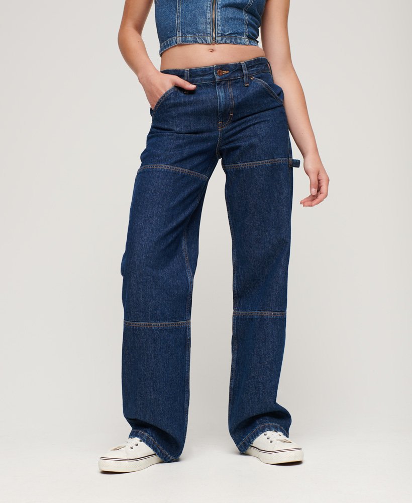 Superdry Organic Cotton Mid Rise Denim Carpenter Jeans - Women's Womens ...
