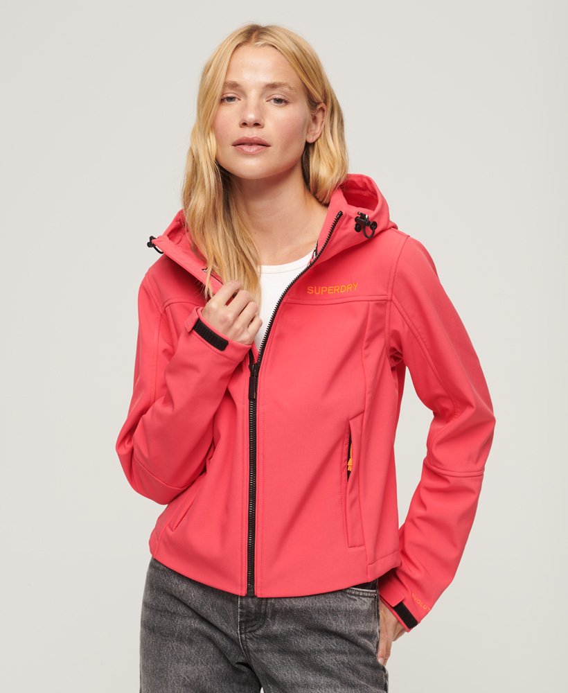 Womens CODE Trekker Hooded Softshell Jacket in Pink Superdry UK