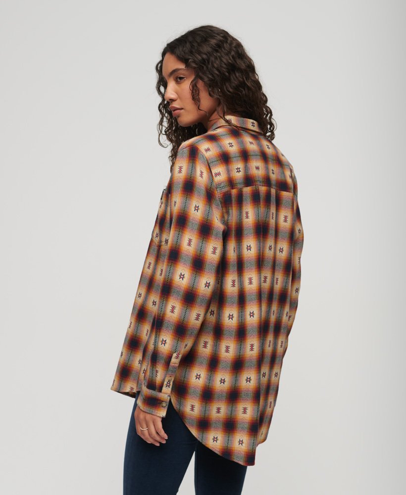 Womens - Check Oversized Shirt in Jacquard Brown Check | Superdry UK