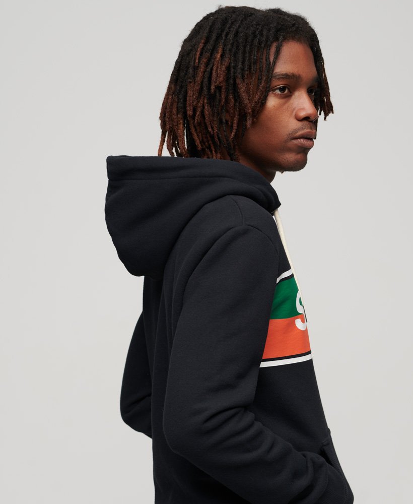 Men's - Core Logo Stripe Hoodie in Dark Grey | Superdry IE