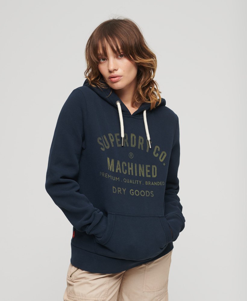 Womens - Archive Script Graphic Hoodie in Eclipse Navy | Superdry UK