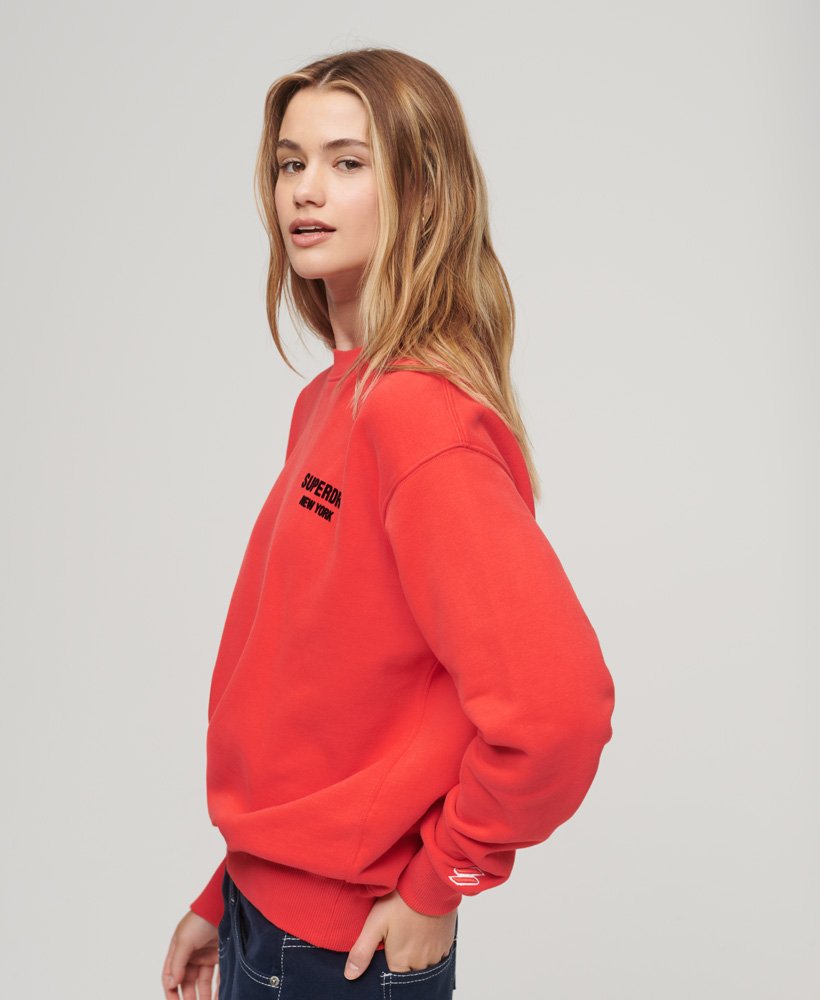 Womens - Sport Luxe Loose Crew Sweatshirt in Sunset Red | Superdry UK