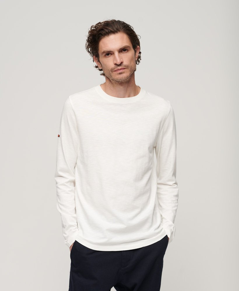 Men's - Long Sleeve Jersey Crew Top in New Chalk White | Superdry UK