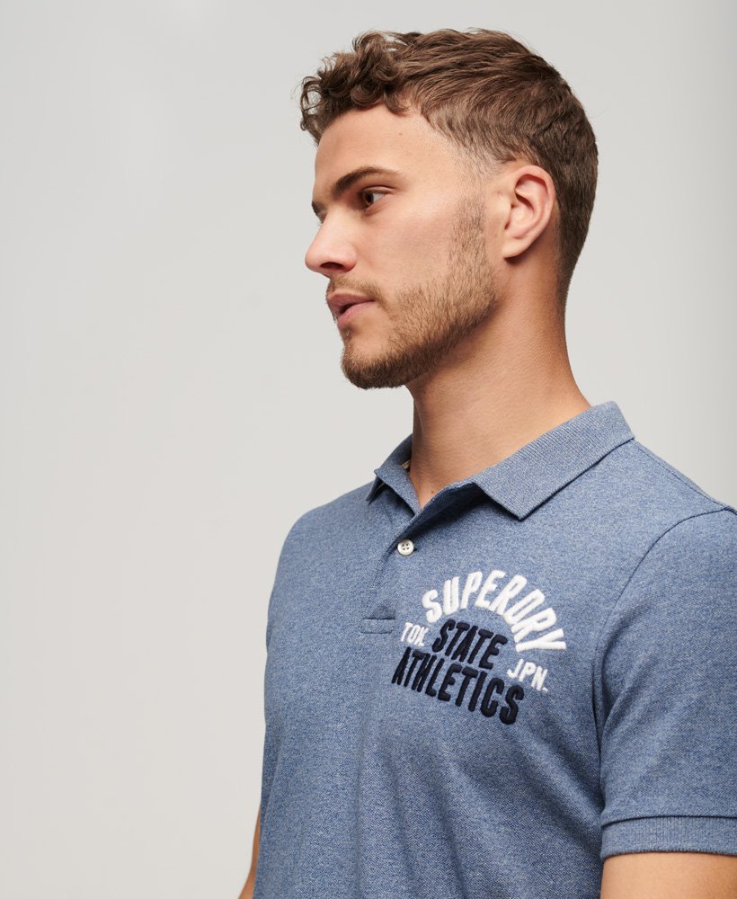 Mens - Superstate Polo Shirt in Bay Blue Marl | Superdry UK