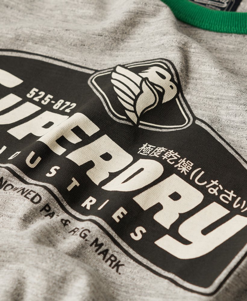 Men\'s Core US Athletic Marl/erin Green Superdry T-Shirt Grey Logo Classic American Ringer in 