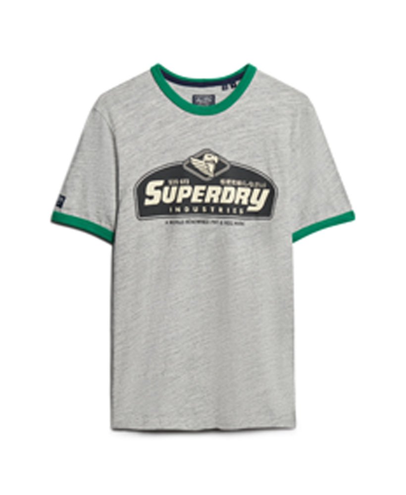 Men\'s Core Logo American Classic Ringer T-Shirt in Athletic Grey Marl/erin  Green | Superdry US