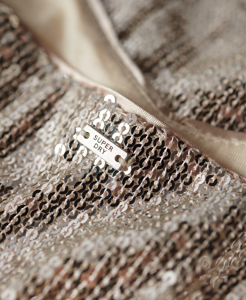 Womens - Sequin Cami Vest Top in Silver Sequin