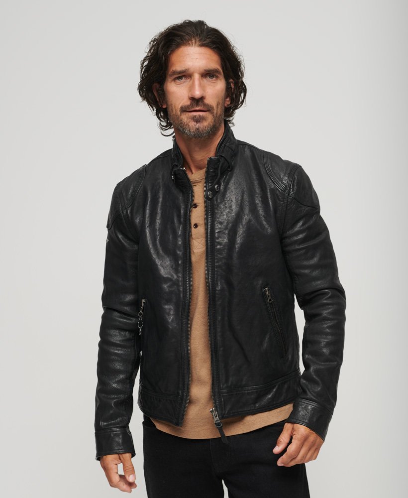 Superdry Leather Racer Jacket - Men's Mens Jackets