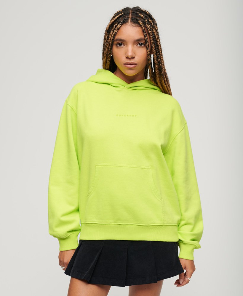 Womens - Micro Logo Embroidered Boxy Hoodie in Sunny Lime Green ...