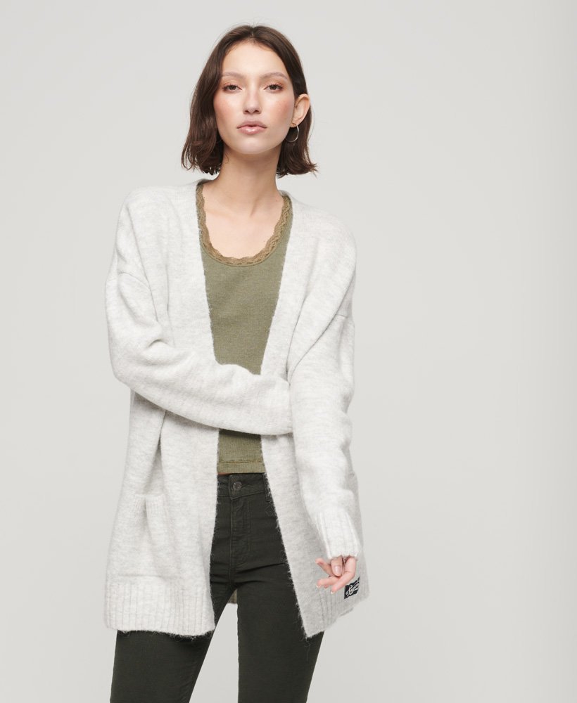 Womens - Essential Supersoft Cardigan in Frost Grey Marl | Superdry UK