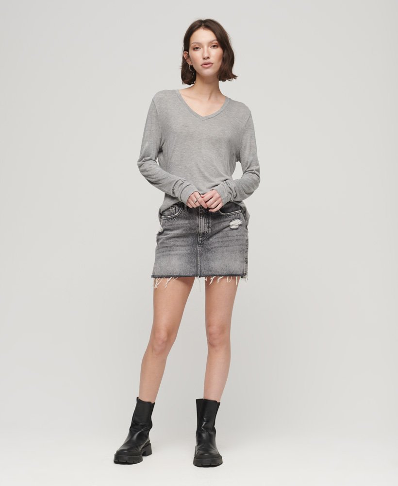 Women\'s Long Sleeve Jersey | Metallic in Top V-Neck Superdry Grey US