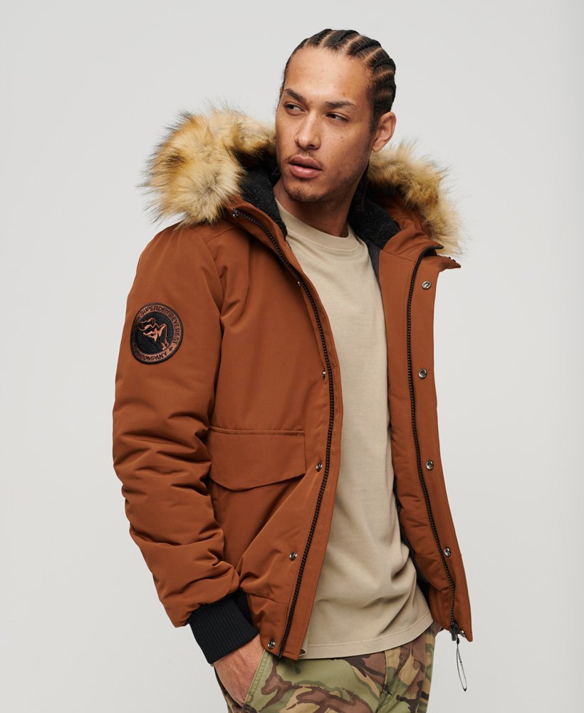 Marron Clair Bomber rembourr capuche Everest pour Homme