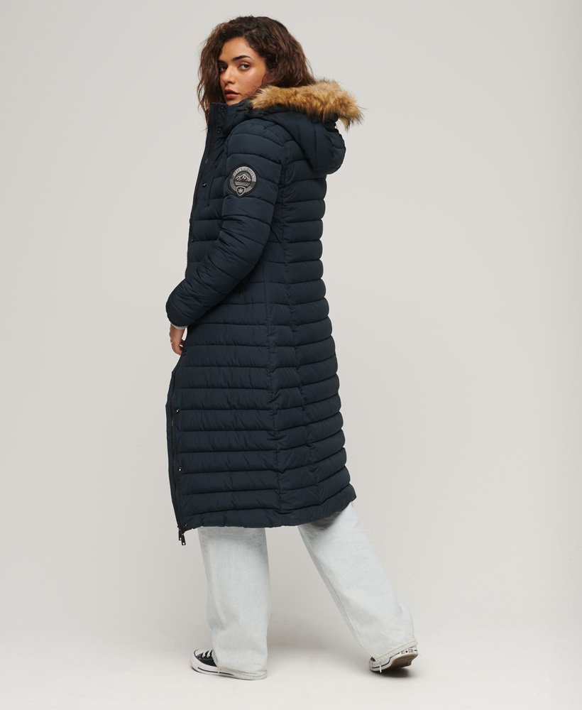 Superdry Fuji Hooded Longline Womens Coat Jackets Women\'s Puffer 