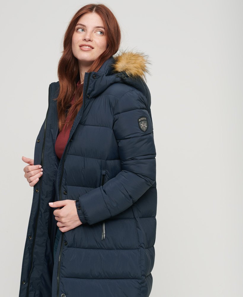 Superdry Faux Fur Hooded Longline Puffer Coat - Women\'s Womens Jackets