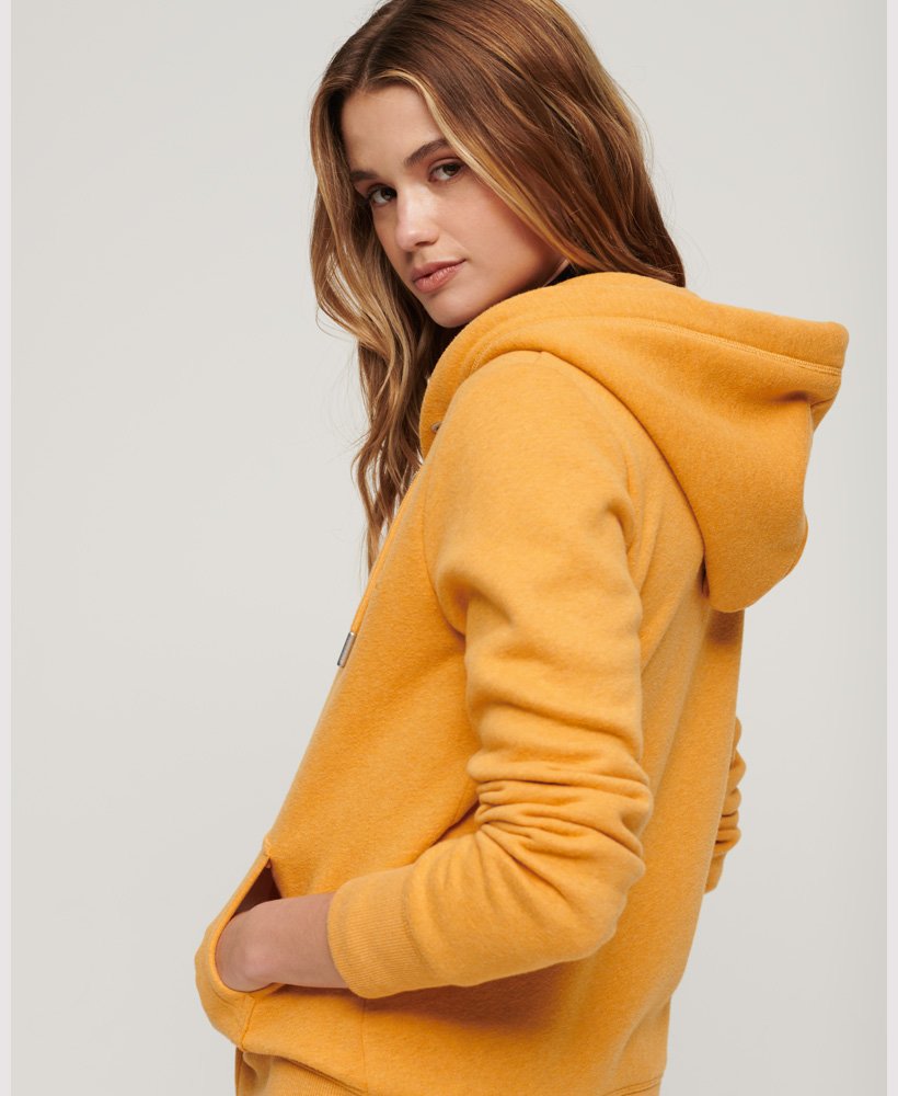 Womens - Essential Logo Zip Hoodie in Ochre Yellow Marl | Superdry UK