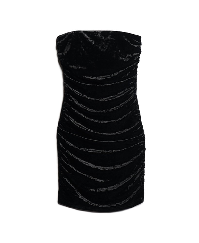 Womens - Velvet Bandeau Mini Dress in Black | Superdry UK