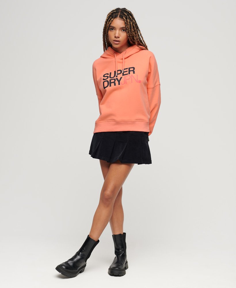 Womens - Sportswear Logo Boxy Hoodie in Fusion Coral | Superdry UK