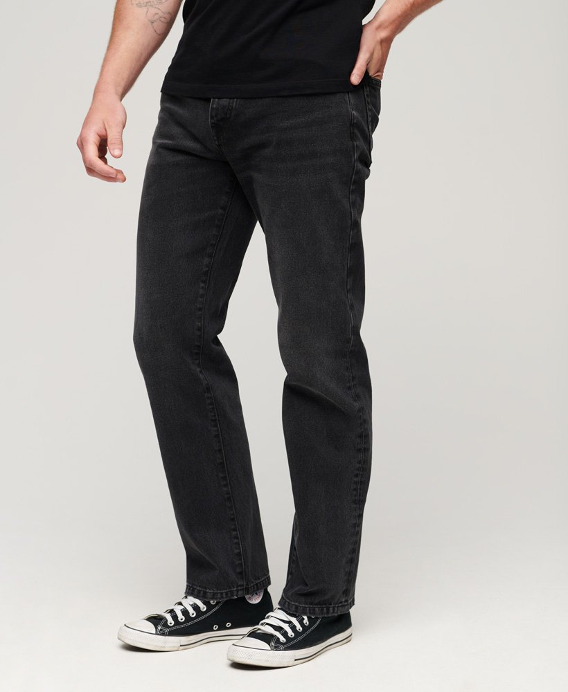 Mens - Straight Jeans in Wisconsin Washed Black | Superdry UK