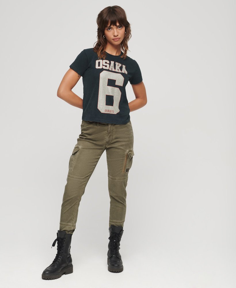 Women's Osaka 6 Embellished 90s T-Shirt in Eclipse Navy | Superdry US
