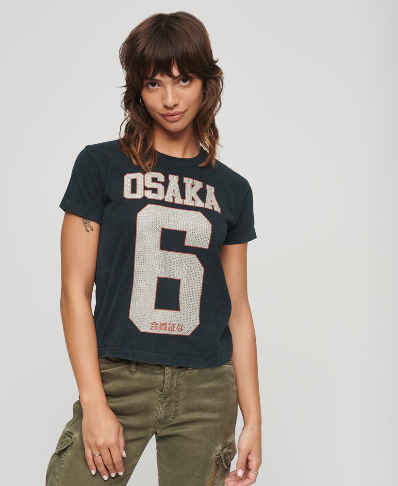 Women\'s Osaka 6 Eclipse Embellished | US Navy in T-Shirt 90s Superdry