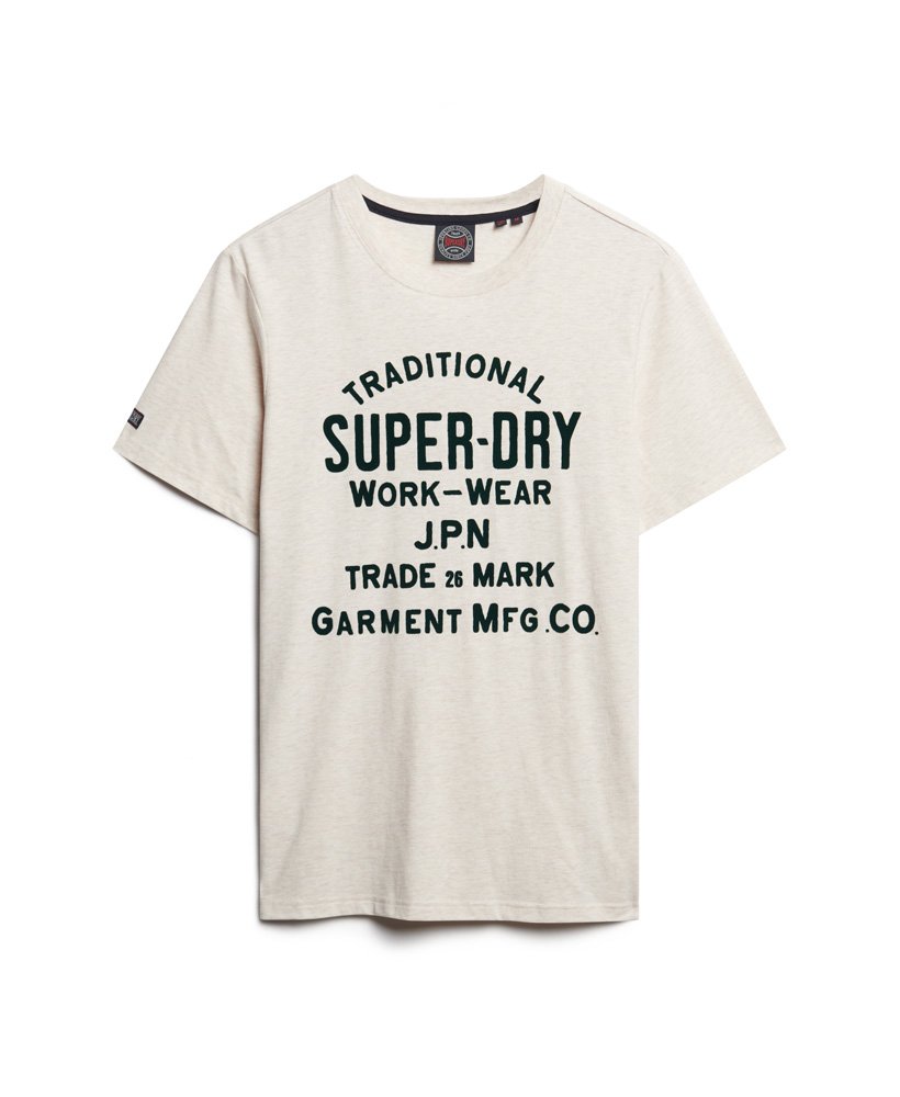 Men\'s Athletic Script Graphic T-Shirt Marl Oat | in Cream US Superdry