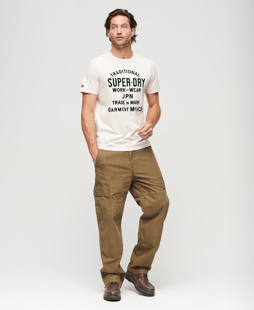 Men\'s Athletic Script Graphic T-Shirt Oat Cream Marl Superdry in US 